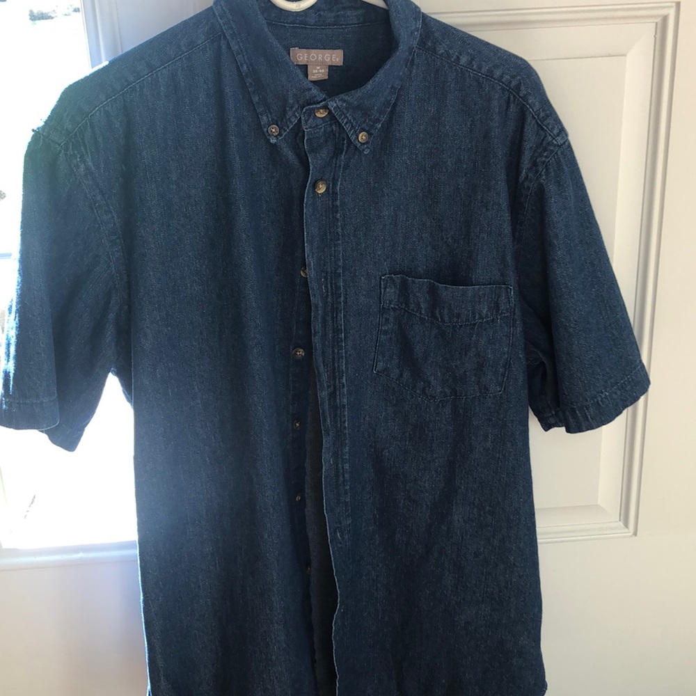 Mens denim short sleeve button down Medium